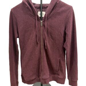 Ugg Women’s Full Zip Hoodie Burgundy Size M Soft Comfy Loungewear